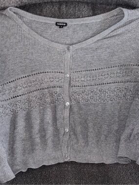 torrid Light Gray Lace-Panel Button Cardigan